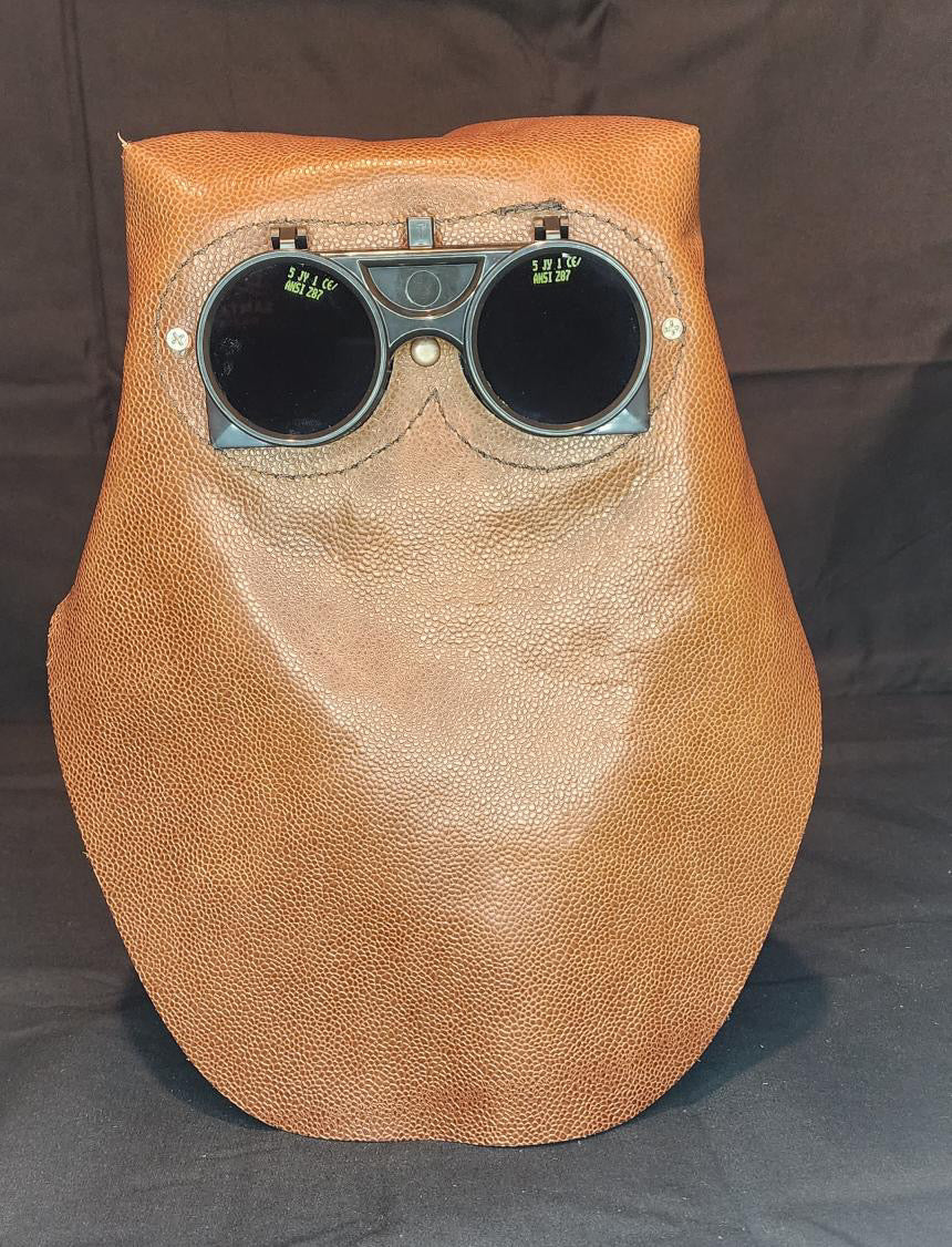 LIGHT BROWN ITALY VACHETTA LEATHER TIG WELDING MASK