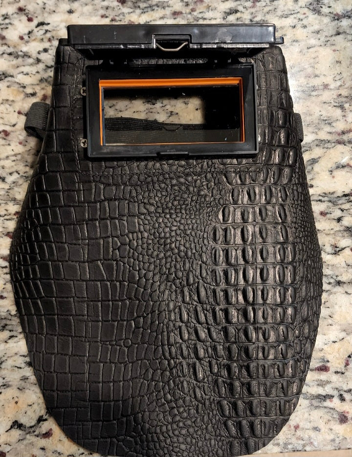 EMBOSSED BLACK ALLIGATOR LEATHER